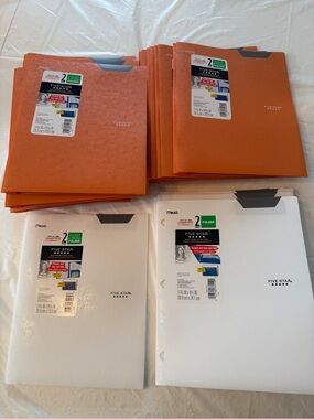 Mead Five Star Pocket Folders New Orange & White (21 Folders)
